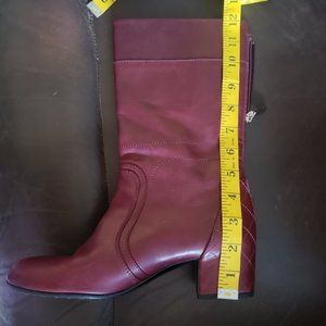 Chanel logo leather burgundy calf boots 38.5